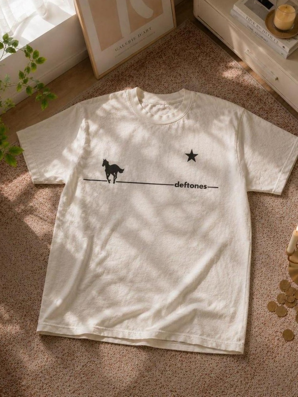 Gildan Cream T-Shirt with Black Graphic